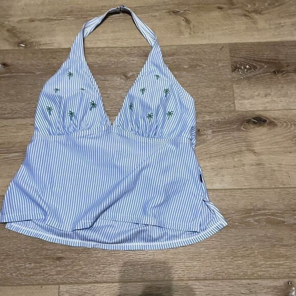 Tommy Hilfiger Womens Plus Sz 18w Tankini Halter White Blue Swim Top Str… - Picture 5 of 8